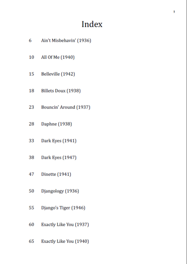 2. Django Reinhardt Solos Book (Index)